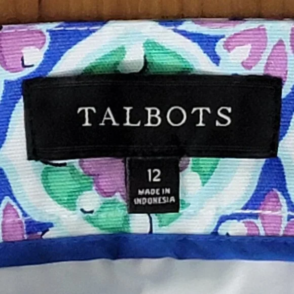Talbots Purple Green Canvas A-Line Medallion Print Skirt - 12 - Picture 11 of 11